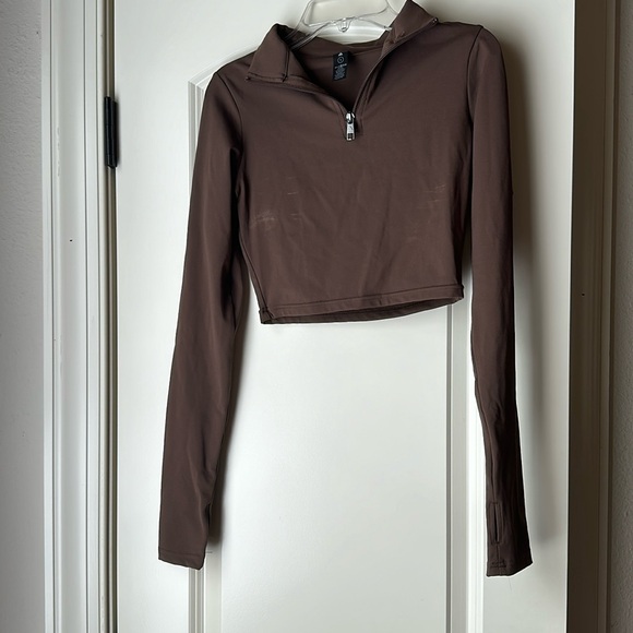 Brown Cropped Quarter Zip Vitality/Balance - Picture 1 of 4